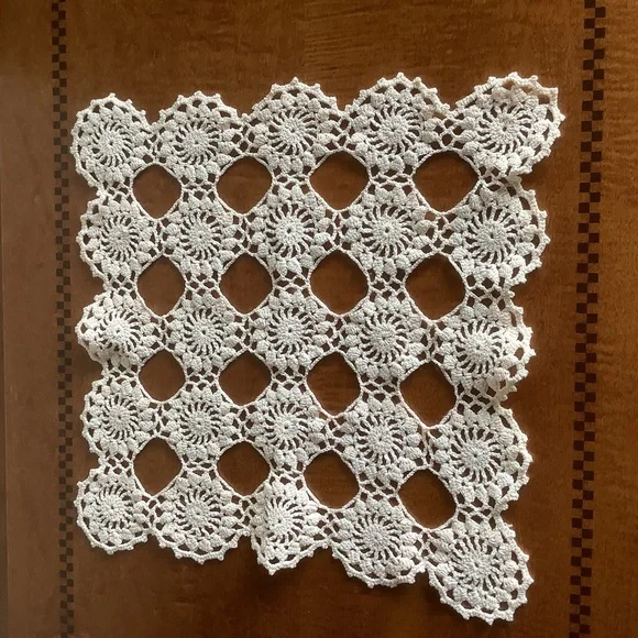 Handmade Crocheted 14” Square Doily - Picture 1 of 10